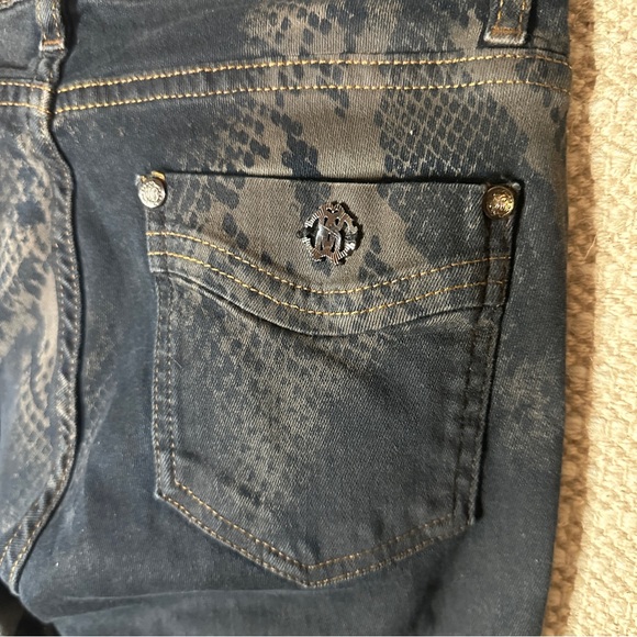 ROBERTO CAVALLI black snakeskin mid rise straight leg jeans 40 - Picture 9 of 11